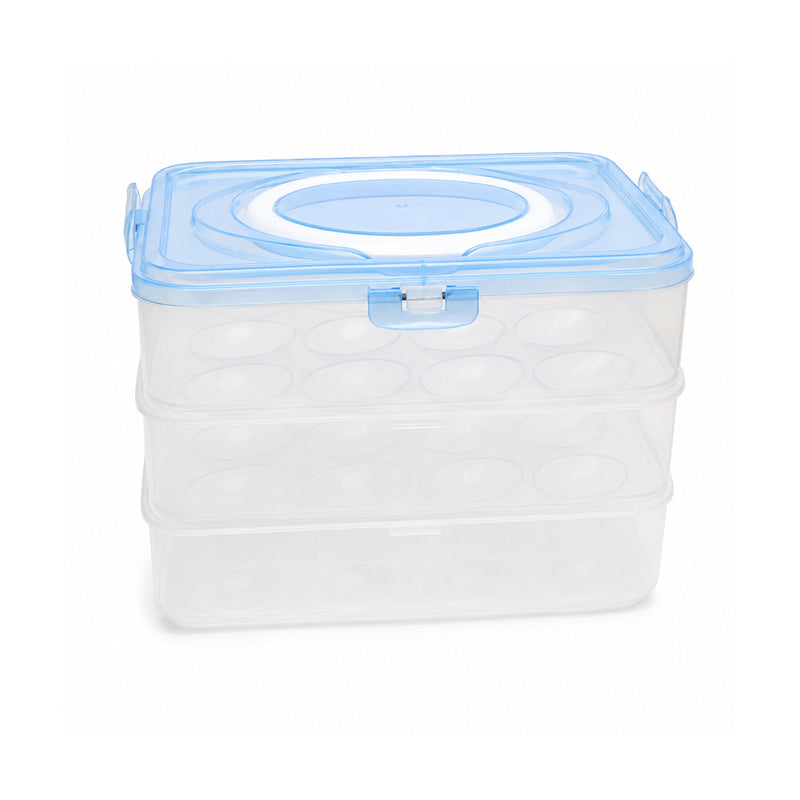Egg Storage Box, Portable Plastic Stackable Egg Organiser Tray with Lid, Keeping Eggs Rack Tray Containers for Storage Carrying Packing Eggs for Fridge or Kitchen Cupboard