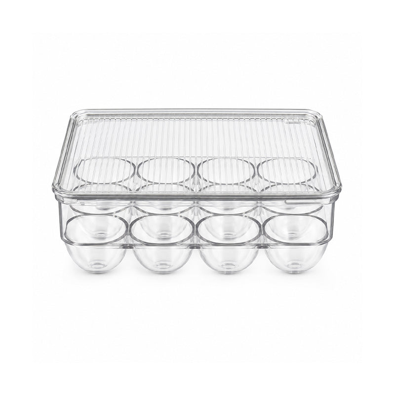 Egg Storage Box, Portable Plastic Stackable Egg Organiser Tray with Lid, Keeping Eggs Rack Tray Containers for Storage Carrying Packing Eggs for Fridge or Kitchen Cupboard