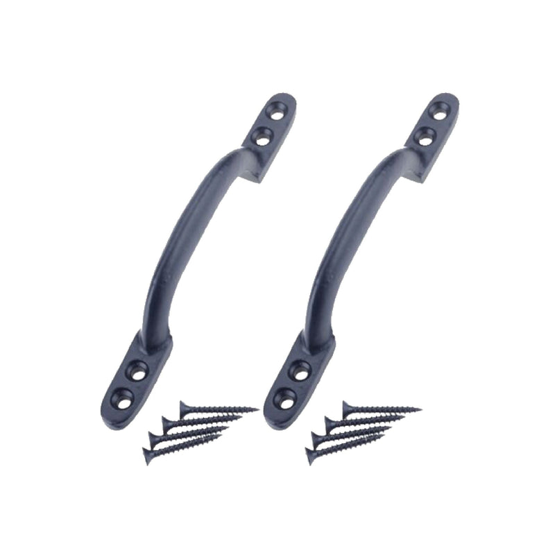 Black Cast Iron Hot Bed Handles with Screw for Indoor or Outdoor Use, Black Japanned D Handle Gate Handle for Garden Gates, Shed Doors - 150mm Hot Bed Handle