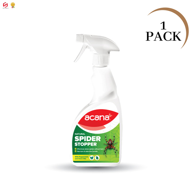 Acana Natural Spider Stopper 500ml Spray | Long Lasting up to 12 Weeks | Established British Deterrent Formula | Use on Any Surface - Will not Stain | No Dead Spiders - no Spiders at All!