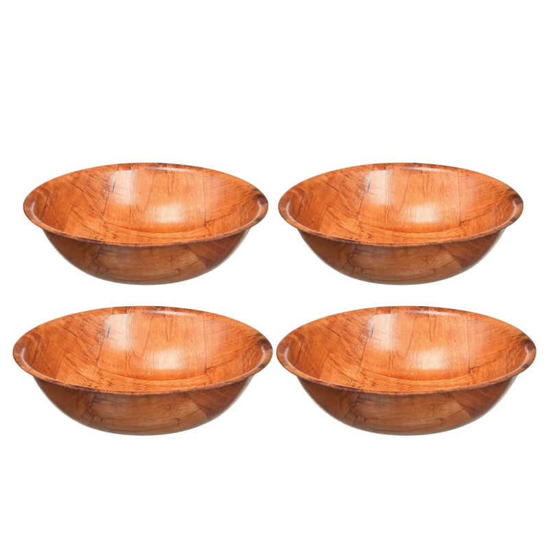 Wooden Salad Bowl Set of 4, 8 Inch Round Birch Wood Serving Bowls, Stackable, Rustic Style, for Salad, Fruit, Snacks