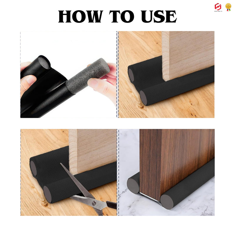 Under Door Draught excluder, Double side Door Draft Excluders, Door Draft Stopper for Bottom of Adjustable Door Seal Strip Energy Efficient Insulation Draft Stopper – Length 90 cm