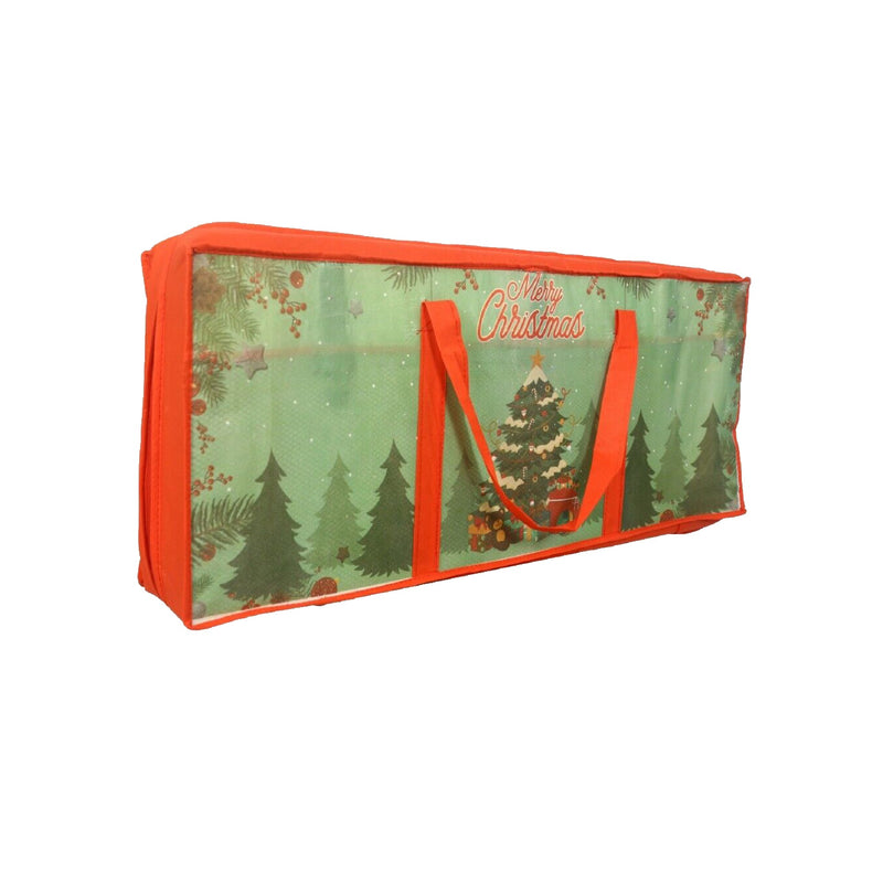 Christmas Wrapping Paper Storage Bag with 3 Compartments, Christmas wrap Bauble Storage Bag, Heavy Duty Fabric Gift Wrap Decoration Storage Organiser Bags for Paper, Tags & Bows