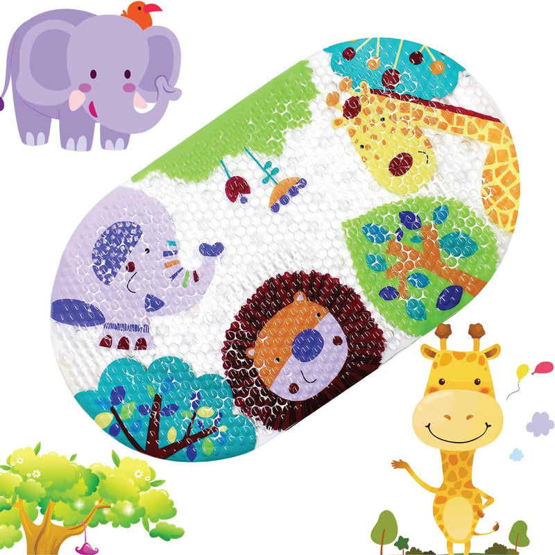 Baby Bath Mat Non Slip Shower Mat for Kids, 69x39cm Cute Animals Pattern Shower Mat with Suction Cups, Baby Bath Mat Anti Slip BPA Free and Machine Safe Bathtub Mat.