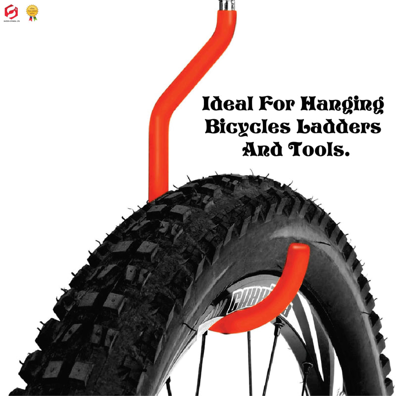 Heavy-Duty Bike Hook for Wall 15cm  Garage, Shed, Carbon Steel with PVC Coating, Screw-in, Anti-Scratch 4pk