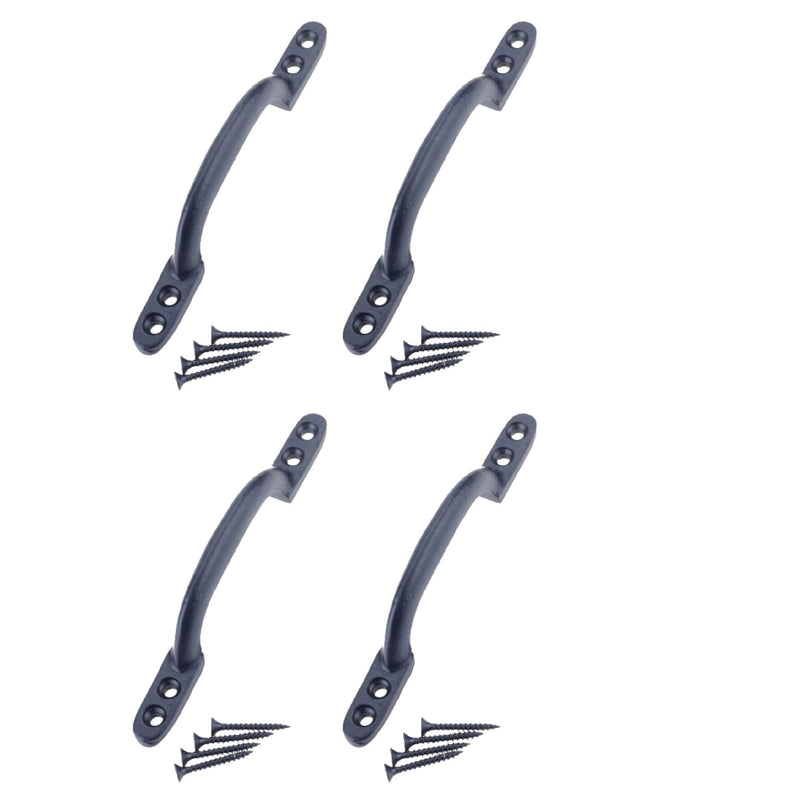 Black Cast Iron Hot Bed Handles with Screw for Indoor or Outdoor Use, Black Japanned D Handle Gate Handle for Garden Gates, Shed Doors - 150mm Hot Bed Handle