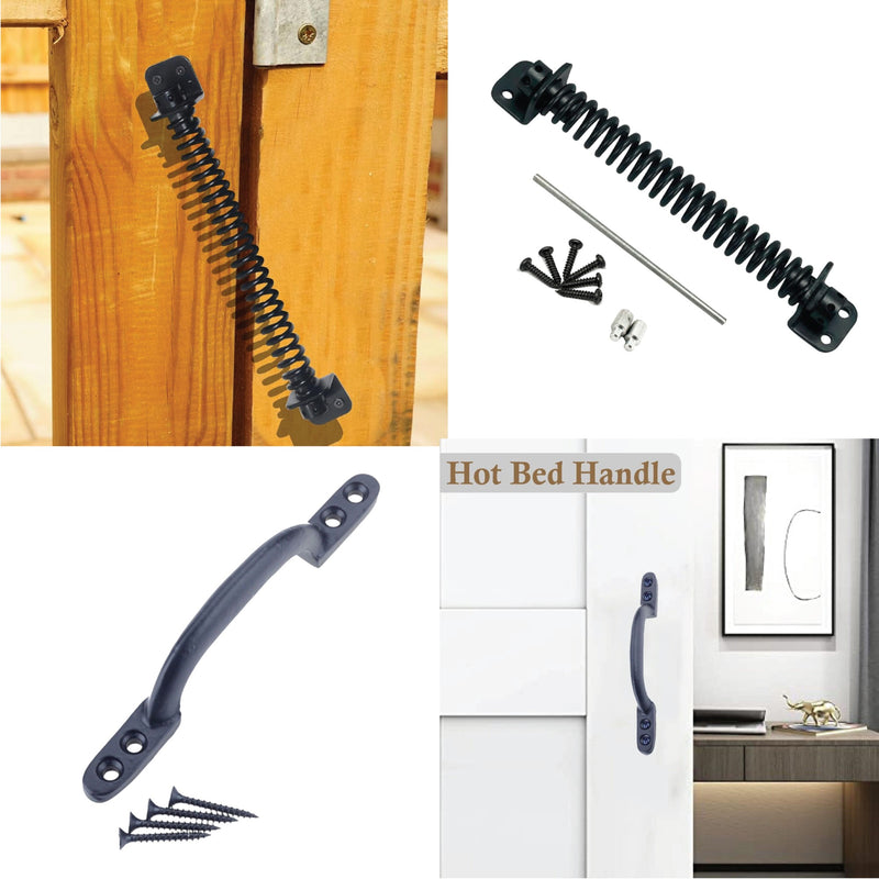 Black Cast Iron Hot Bed Handles with Screw for Indoor or Outdoor Use, Black Japanned D Handle Gate Handle for Garden Gates, Shed Doors - 150mm Hot Bed Handle