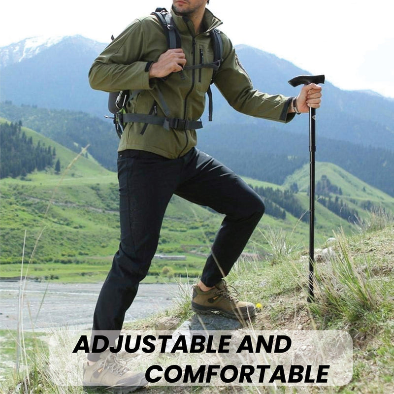 Folding Walking Stick, lightweight, adjustable, foldable & Extendable Non-Slip Rubber Tip Portable Travel Walking Cane, Collapsible Balancing Mobility Aid Sticks for Men & Women (Black)