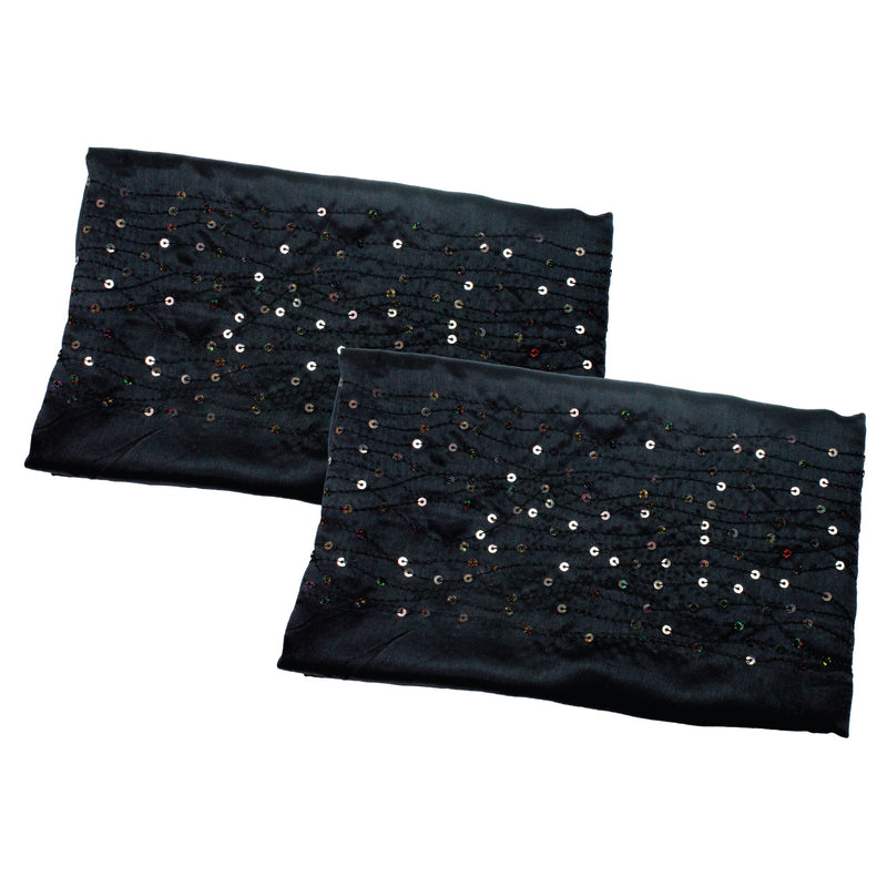 Table Runner, Black, Polyester, 30cm x 220cm, Wrinkle-Resistant, Durable Stitching, for Christmas Party Decoration 2pk