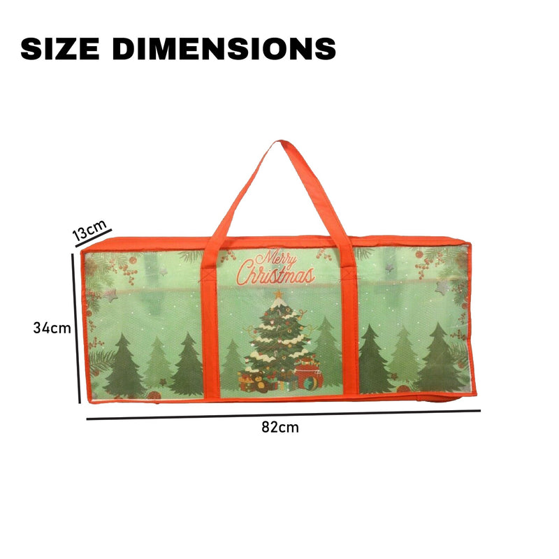 Christmas Wrapping Paper Storage Bag with 3 Compartments, Christmas wrap Bauble Storage Bag, Heavy Duty Fabric Gift Wrap Decoration Storage Organiser Bags for Paper, Tags & Bows