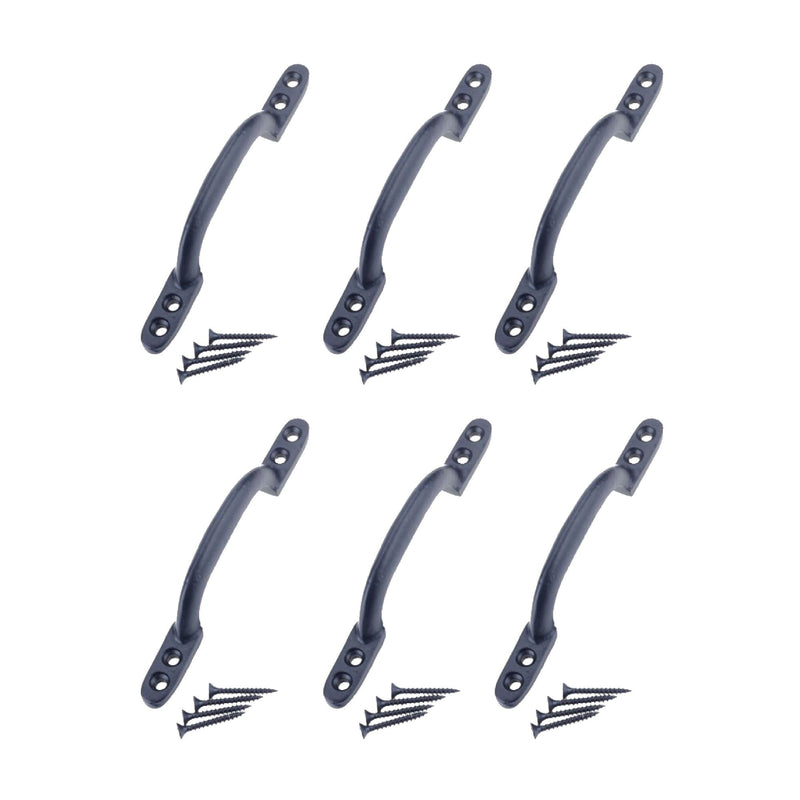 Black Cast Iron Hot Bed Handles with Screw for Indoor or Outdoor Use, Black Japanned D Handle Gate Handle for Garden Gates, Shed Doors - 150mm Hot Bed Handle