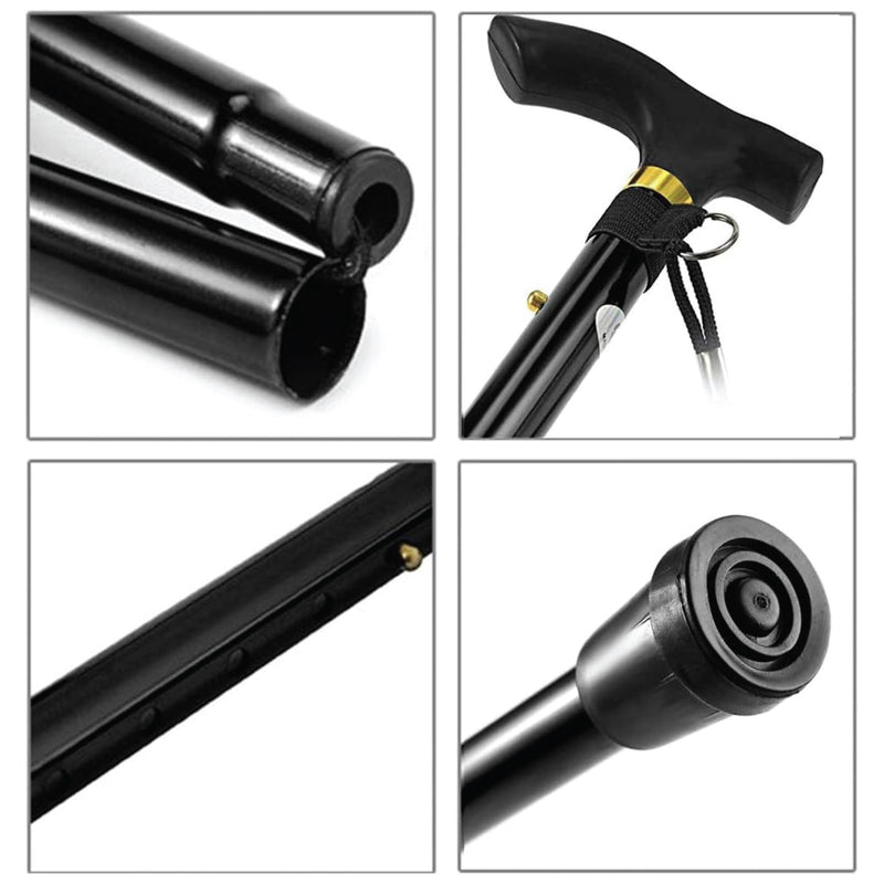 Folding Walking Stick, lightweight, adjustable, foldable & Extendable Non-Slip Rubber Tip Portable Travel Walking Cane, Collapsible Balancing Mobility Aid Sticks for Men & Women (Black)