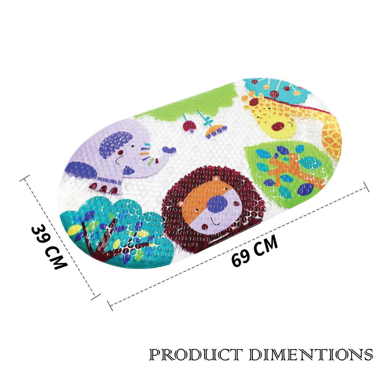 Baby Bath Mat Non Slip Shower Mat for Kids, 69x39cm Cute Animals Pattern Shower Mat with Suction Cups, Baby Bath Mat Anti Slip BPA Free and Machine Safe Bathtub Mat.