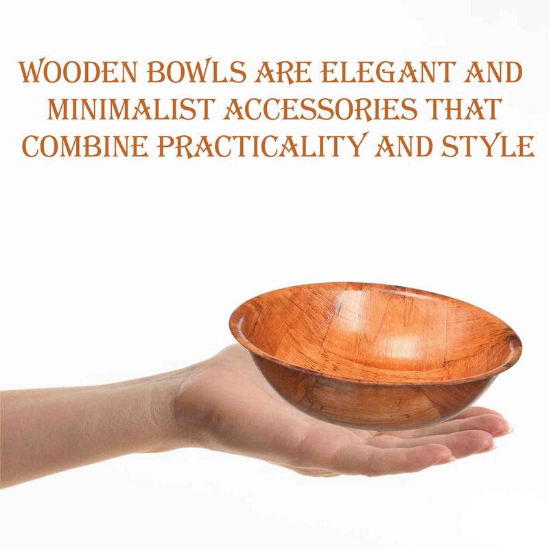 Wooden Salad Bowl Set of 4, 8 Inch Round Birch Wood Serving Bowls, Stackable, Rustic Style, for Salad, Fruit, Snacks