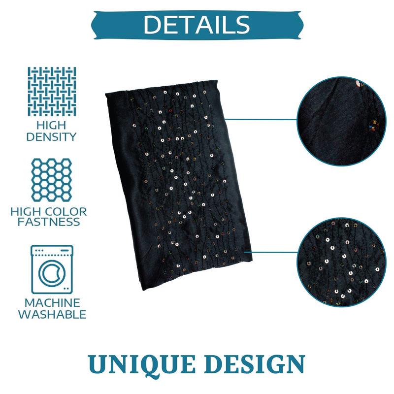 Table Runner, Black, Polyester, 30cm x 220cm, Wrinkle-Resistant, Durable Stitching, for Christmas Party Decoration 2pk