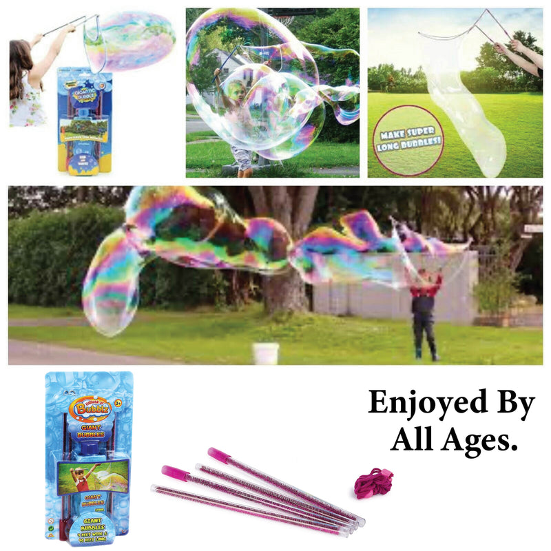 Giant Kids Bubble Sticks Large Bubble Wands Set with Solution Summer Party Park Beach Fun