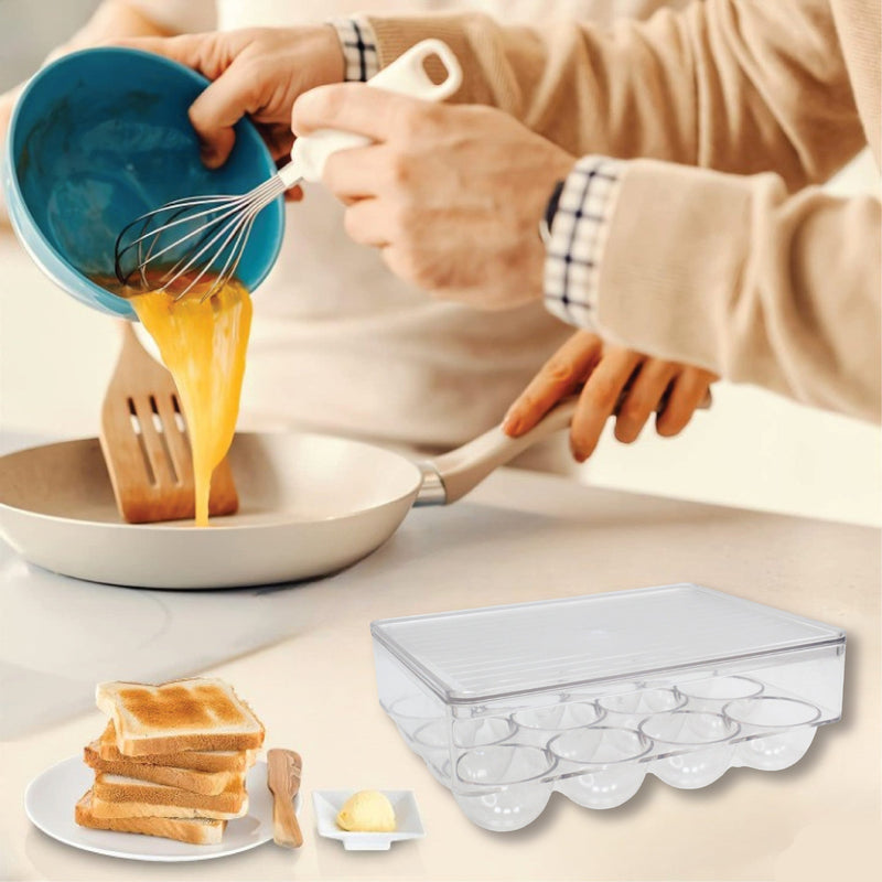Egg Storage Box, Portable Plastic Stackable Egg Organiser Tray with Lid, Keeping Eggs Rack Tray Containers for Storage Carrying Packing Eggs for Fridge or Kitchen Cupboard