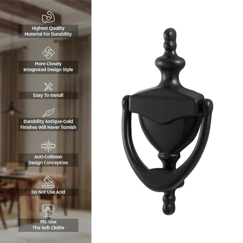 Victorian Style Door Knocker, Polished Satin Nickel Urn Door Knockers for Front Door, High Quality Decorative Front Door Knocker – 150mm