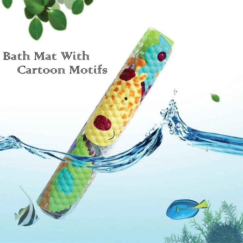 Baby Bath Mat Non Slip Shower Mat for Kids, 69x39cm Cute Animals Pattern Shower Mat with Suction Cups, Baby Bath Mat Anti Slip BPA Free and Machine Safe Bathtub Mat.