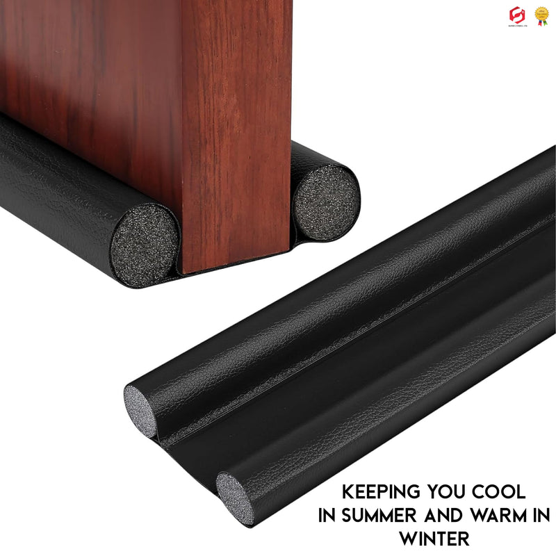 Under Door Draught excluder, Double side Door Draft Excluders, Door Draft Stopper for Bottom of Adjustable Door Seal Strip Energy Efficient Insulation Draft Stopper – Length 90 cm