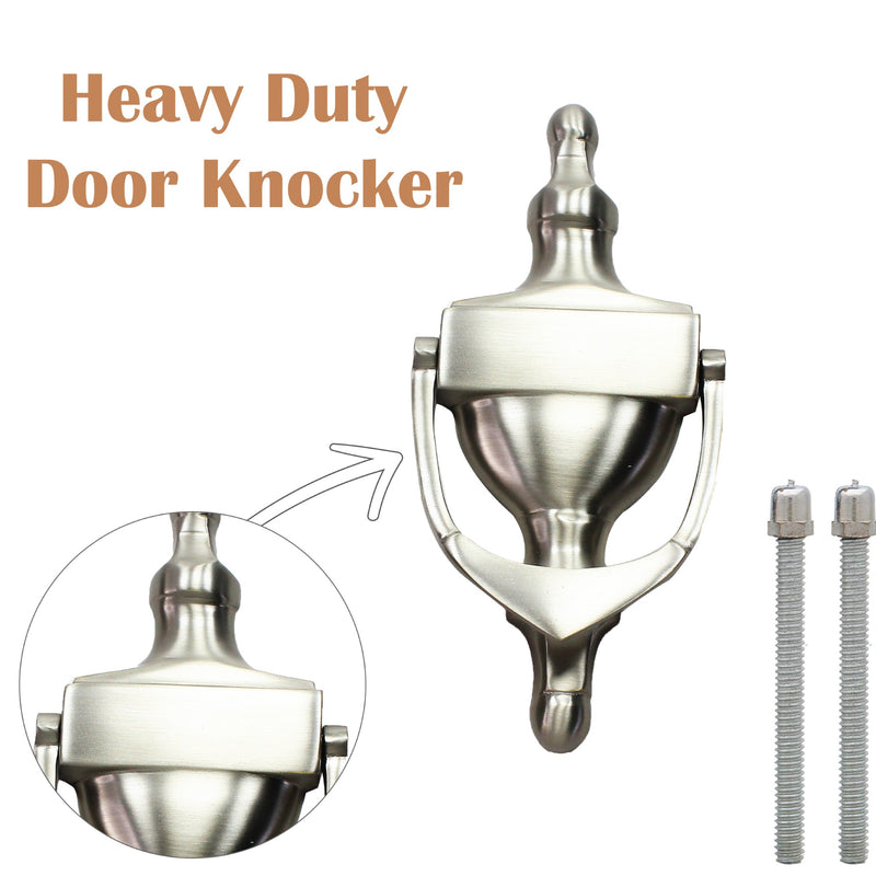 Victorian Style Door Knocker, Polished Satin Nickel Urn Door Knockers for Front Door, High Quality Decorative Front Door Knocker – 150mm