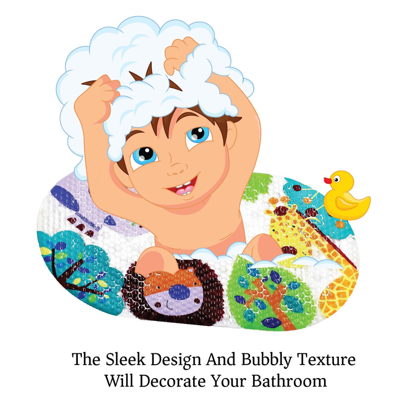 Baby Bath Mat Non Slip Shower Mat for Kids, 69x39cm Cute Animals Pattern Shower Mat with Suction Cups, Baby Bath Mat Anti Slip BPA Free and Machine Safe Bathtub Mat.