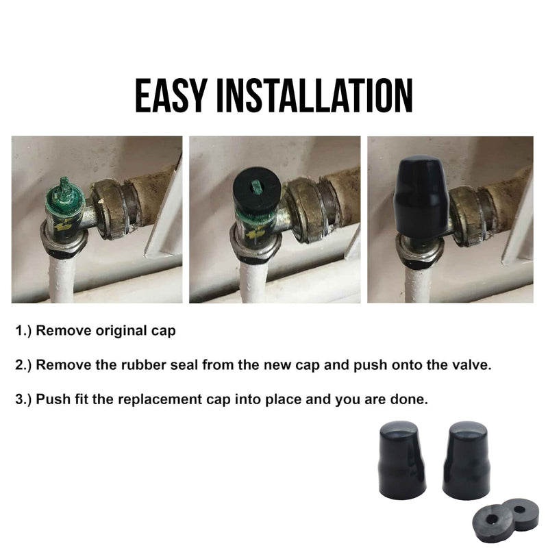 Radiator Valve Cap, Universal Radiator Valve Caps Replacement Push-Fit Black Plastic Radiator Cap