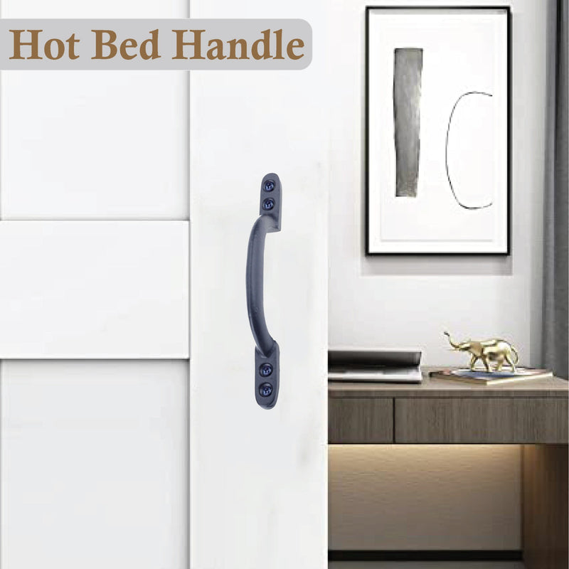 Black Cast Iron Hot Bed Handles with Screw for Indoor or Outdoor Use, Black Japanned D Handle Gate Handle for Garden Gates, Shed Doors - 150mm Hot Bed Handle