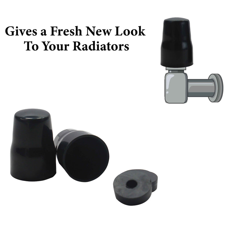 Radiator Valve Cap, Universal Radiator Valve Caps Replacement Push-Fit Black Plastic Radiator Cap