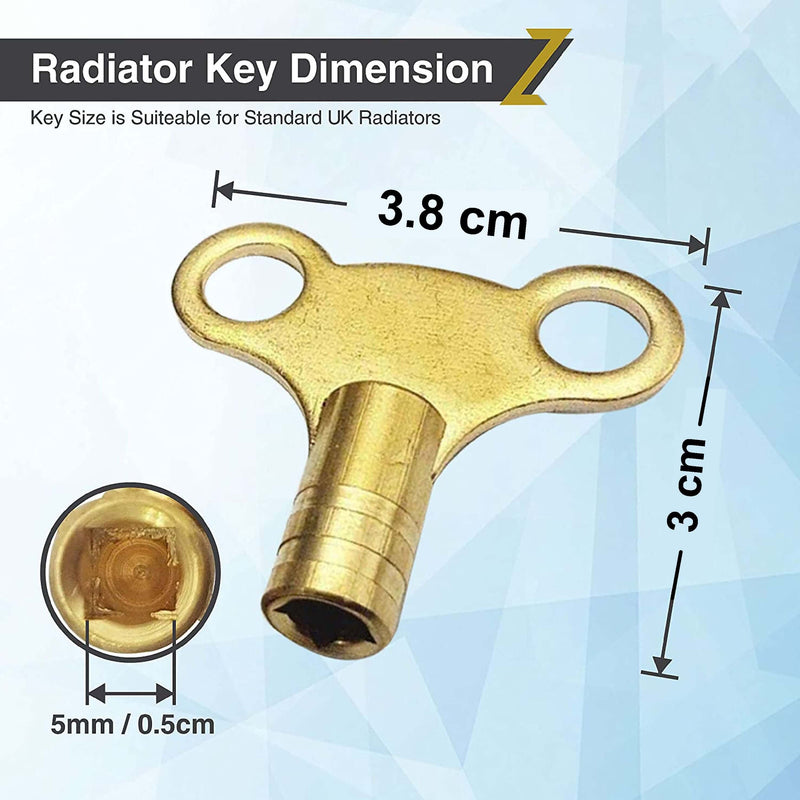 Radiator Bleed Key Easy Grip Radiator Valve Clock Key for Bleeding and Air Vent Solid Brass Universal Heater Bleeding Key for UK Radiators