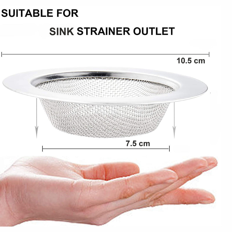 Stainless Steel Kitchen Sink Strainer, Sink Food Catcher Clog-Free Drain Protector Replacement Plug for Food and Hole Hair Catcher, Sink Strainer for Bathroom, Kitchen, Bathtub – 10.5cm