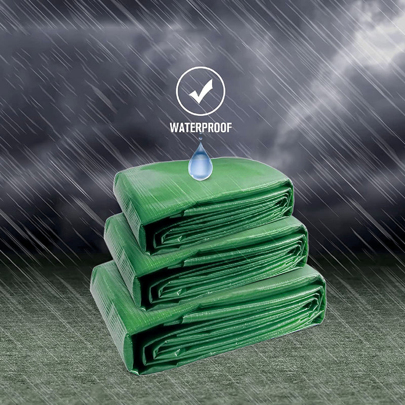 Green Tarpaulin, waterproof and UV Resistant Tarps Cover with Rust resistant grommets and reinforced rope edges, Ground Sheet Covers for Camping, Furniture Caravan Cover Sheet Green (4’X6’)