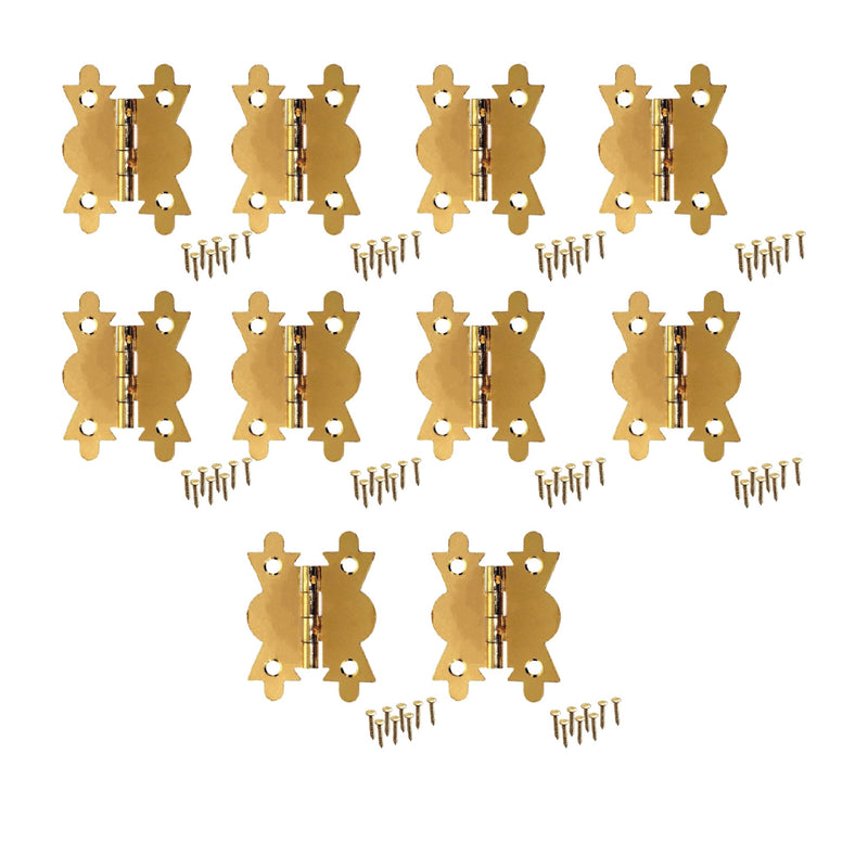 Butterfly Hinges, Brass Plated Small Hinges for Cabinet, Jewellery Box, Brass Mini Hinges for Woods with Matched Screws for Home Furniture Cabinet Door Drawer Cupboard - 40mm (1.1/2 inch)
