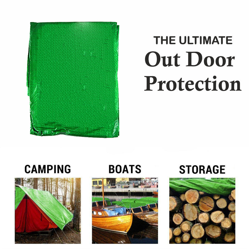 Green Tarpaulin, waterproof and UV Resistant Tarps Cover with Rust resistant grommets and reinforced rope edges, Ground Sheet Covers for Camping, Furniture Caravan Cover Sheet Green (4’X6’)