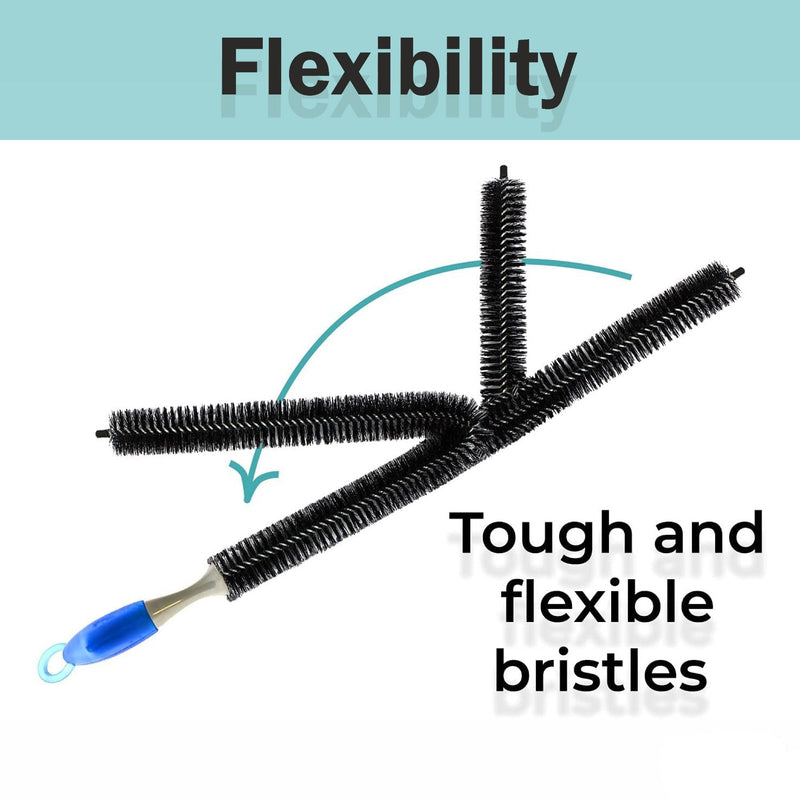 Radiator Cleaning Brush Long handle, Flexible Bendable Long Reach Bristle Brush Grip Handle Radiator Duster Cleaning Tool for Refrigerator, Washing Machine to Dirt Dust Lint Blockage–57 cm