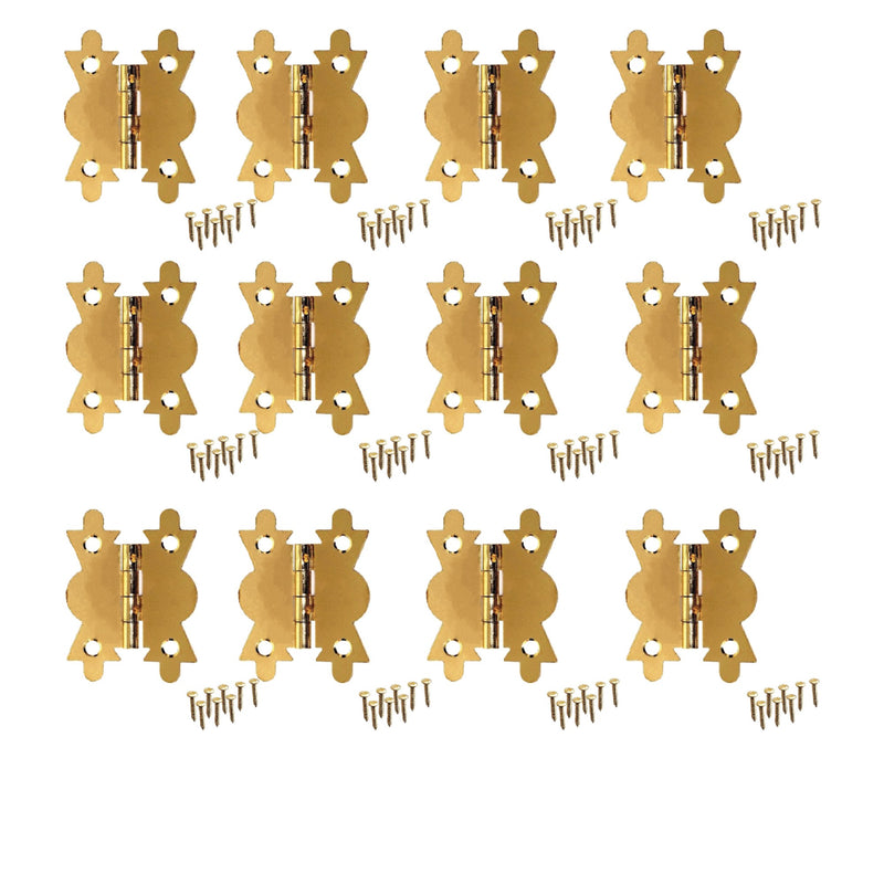 Butterfly Hinges, Brass Plated Small Hinges for Cabinet, Jewellery Box, Brass Mini Hinges for Woods with Matched Screws for Home Furniture Cabinet Door Drawer Cupboard - 40mm (1.1/2 inch)