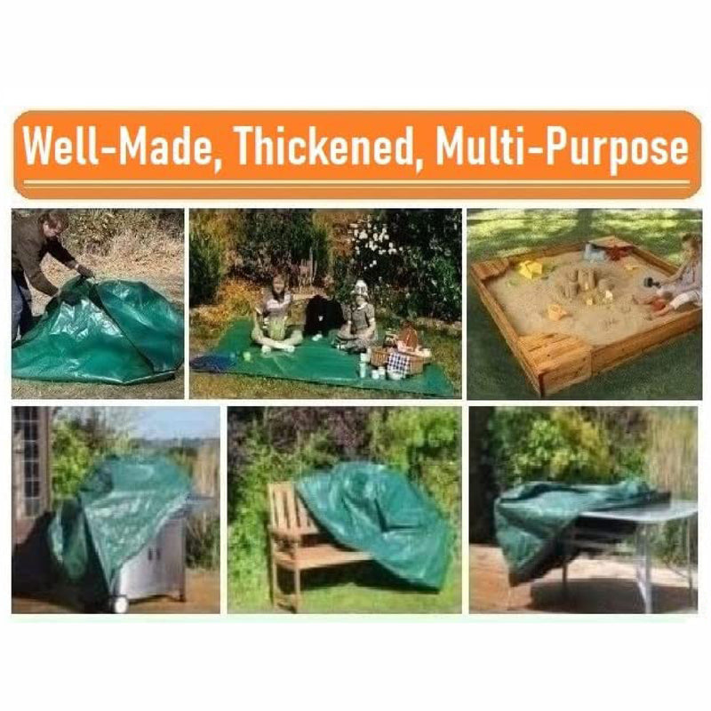 Green Tarpaulin, waterproof and UV Resistant Tarps Cover with Rust resistant grommets and reinforced rope edges, Ground Sheet Covers for Camping, Furniture Caravan Cover Sheet Green (4’X6’)
