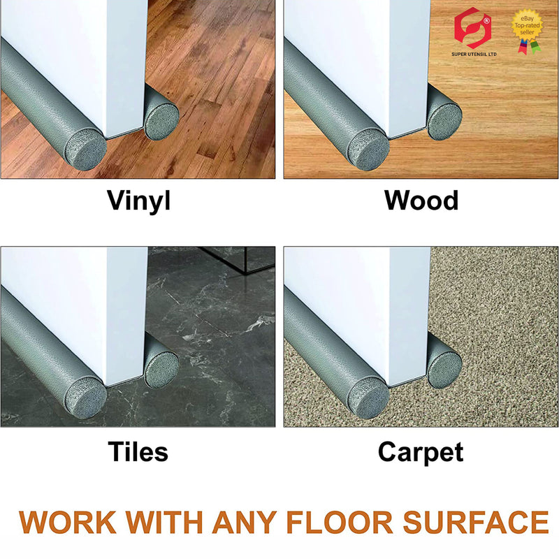 Under Door Draught excluder, Double side Door Draft Excluders, Door Draft Stopper for Bottom of Adjustable Door Seal Strip Energy Efficient Insulation Draft Stopper – Length 90 cm