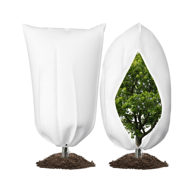 Plant Warming Jackets with Drawstring for Outdoor Garden Prevent Plants from Birds and Insects, UV Protection, Cold Wind Insect Sun Shade Plant Fleece Frost Protection Cover 80cm x60cm