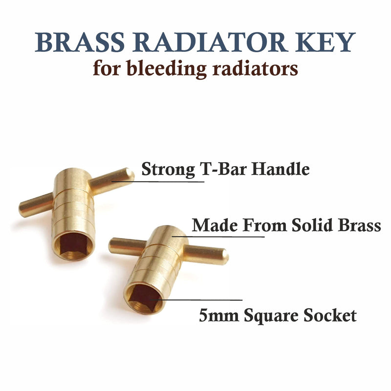 Solid Brass Radiator Bleed Key UK – Radiator Valve Key for Bleeding Air, Venting Radiators, Heating System Tool, Durable Brass Radiator Key for Home Maintenance