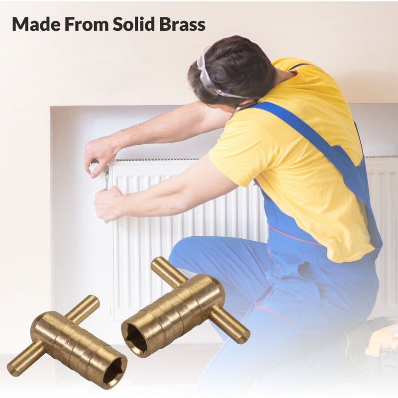 Solid Brass Radiator Bleed Key UK – Radiator Valve Key for Bleeding Air, Venting Radiators, Heating System Tool, Durable Brass Radiator Key for Home Maintenance