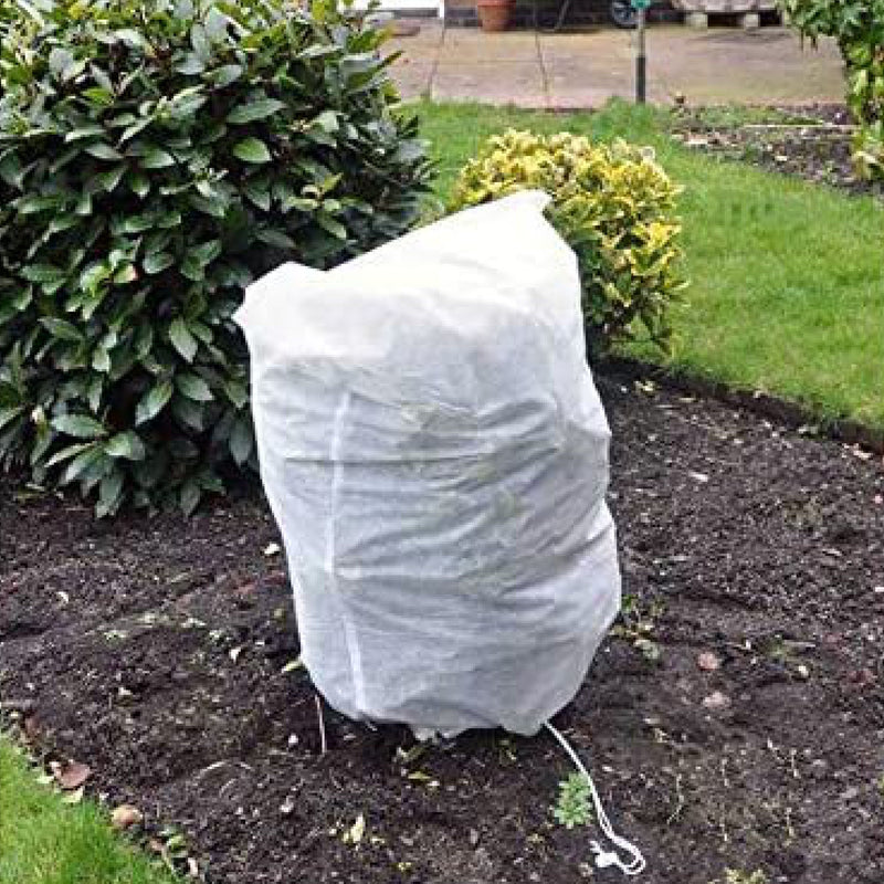 Plant Warming Jackets with Drawstring for Outdoor Garden Prevent Plants from Birds and Insects, UV Protection, Cold Wind Insect Sun Shade Plant Fleece Frost Protection Cover 80cm x60cm