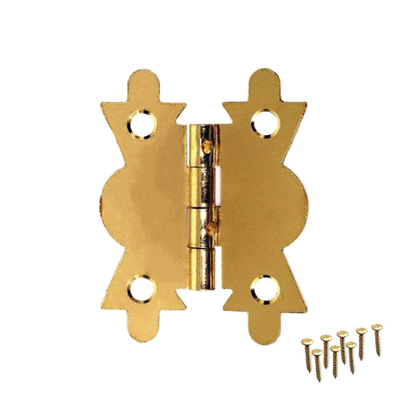 Butterfly Hinges, Brass Plated Small Hinges for Cabinet, Jewellery Box, Brass Mini Hinges for Woods with Matched Screws for Home Furniture Cabinet Door Drawer Cupboard - 40mm (1.1/2 inch)