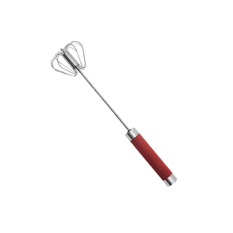 Stainless Steel Balloon Whisk, Semi Automatic Rotating Push Mixer Stirrer for Blending, Stirring (Size 12inch)