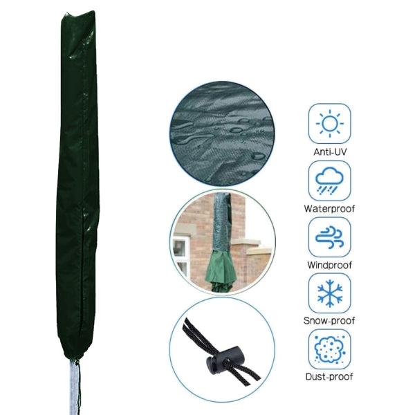 Parasol line Cover, Outdoor Clothes Airier Protective Cover, Waterproof, Windproof, tough UV treated with tie-down cord, Great Protection for Garden Dryer and Airier - Green