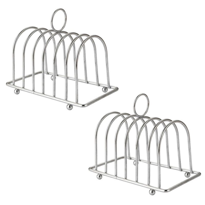 Toast Rack Chrome Toast Holder Rack with Ball Feet Stand with Carry Handle 6 Slice Victorian StyleBread Slices Slot, Bread Cooling Rack Toast Cooling Holder