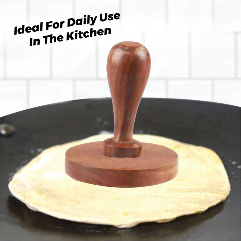 Wooden Chapati Press,Roti,Fluffer Paratha Indian Datta Press Long Life Solid Wood,Chapati Datta Press Indian Cookery Potato Masher