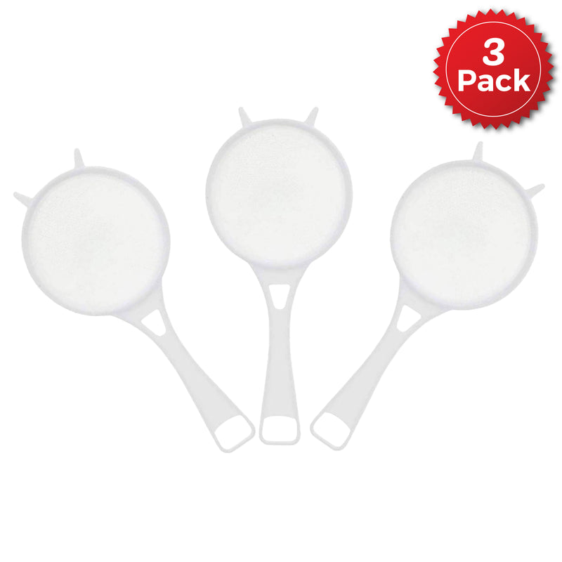 Chef Aid 7cm Wide Nylon Mesh Plastic Strainer in White-Ideal for Draining, Straining, and Washing, Fruits, Vegetables, Salads and More- BPA FREE, Dishwasher Safe