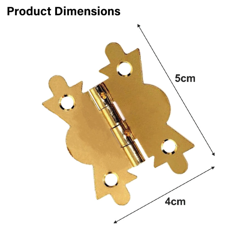 Butterfly Hinges, Brass Plated Small Hinges for Cabinet, Jewellery Box, Brass Mini Hinges for Woods with Matched Screws for Home Furniture Cabinet Door Drawer Cupboard - 40mm (1.1/2 inch)