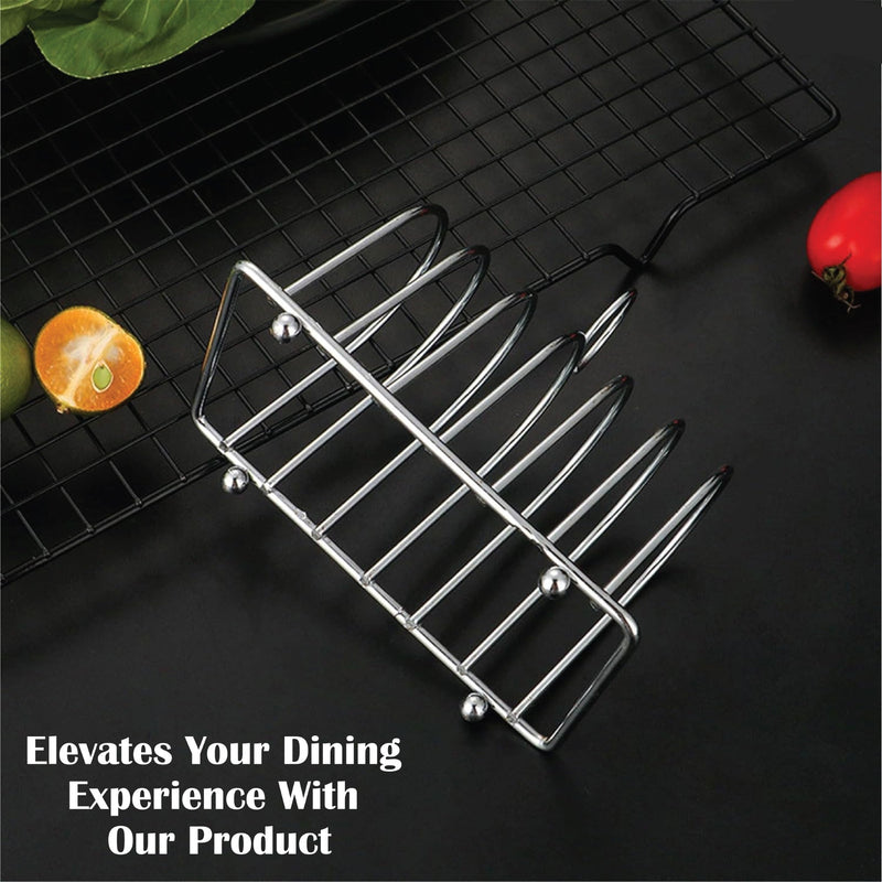 Toast Rack Chrome Toast Holder Rack with Ball Feet Stand with Carry Handle 6 Slice Victorian StyleBread Slices Slot, Bread Cooling Rack Toast Cooling Holder